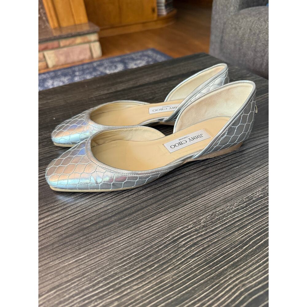 Jimmy Choo Marisa Silver Metallic Quilted Leather D’Orsay Flats Sz. 36.5 - Picture 8 of 8
